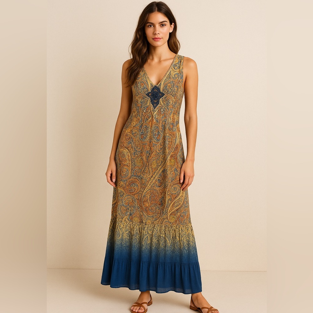 APT.9 Paisley Maxi Dress Women’s -SIZE SMALL Boho Printed Sleeveless Dress